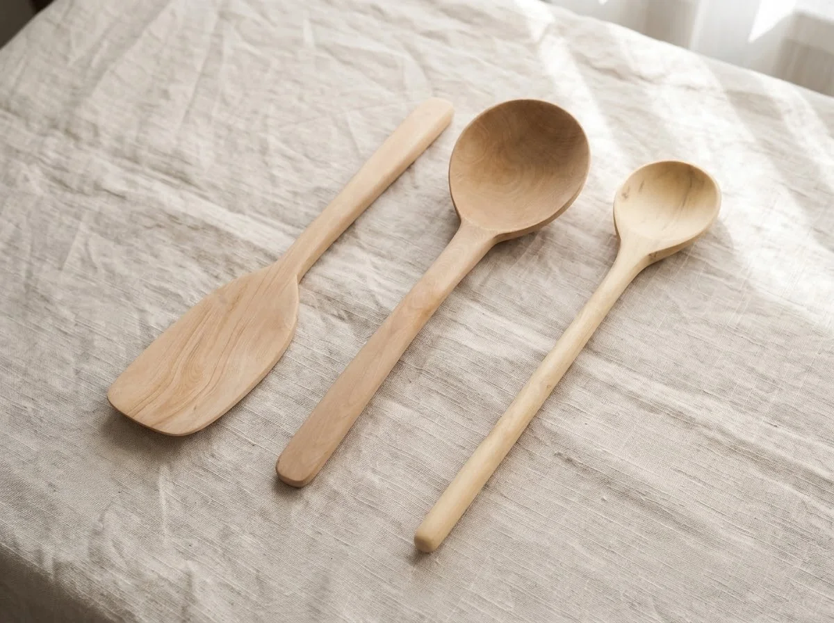 Boxwood spatula, ladle, and sauce spoon set